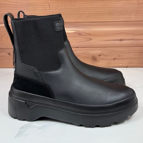 Hunter Explorer Lug Chelsea Leather Boot Black Women's size 9 US - NEW - Picture 10 of 13